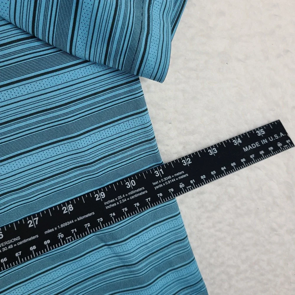 Adidas Polo Shirt Mens 4XL Blue Striped Performance Golf Snap Button